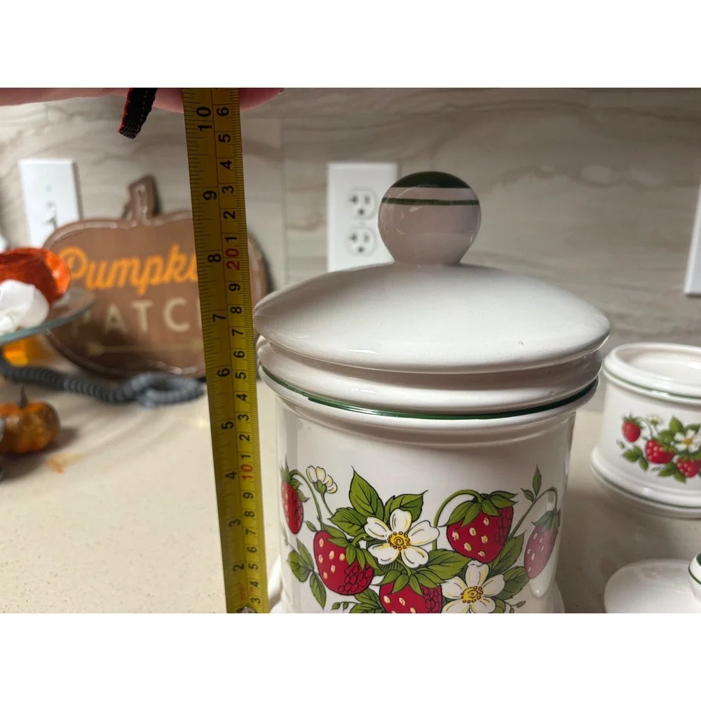 Vintage Strawberry Ceramic Canister Set 2 Piece Made in Japan Cottagecore farm